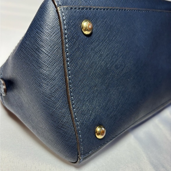 Michael Kors Navy Blue Saffiano Leather Dome Satchel - Picture 13 of 15